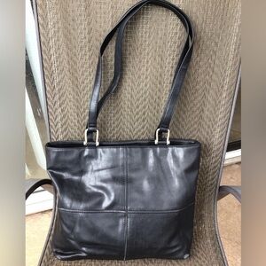 Liz Claiborne Black Vegan Leather Tote Bag